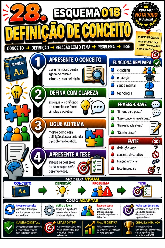 Esquema 018, Definição de Conceito: esquema visual pronto para aplicar na redação