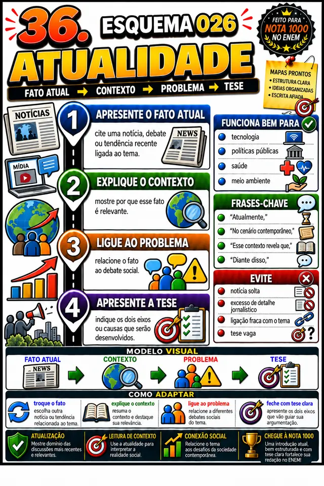 Esquema 026, Atualidade: esquema visual pronto para aplicar na redação